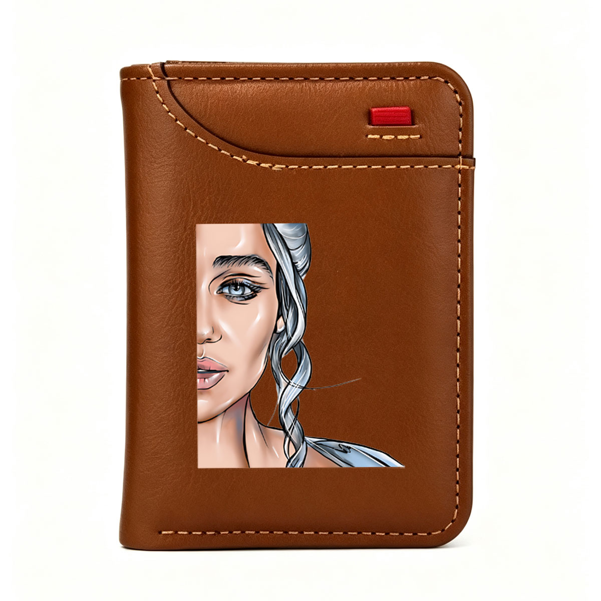 Daenerys Targaryen from Game of Thrones, silver-haired queen with blue eyes, illustrated portrait - Vertical Style Wallet