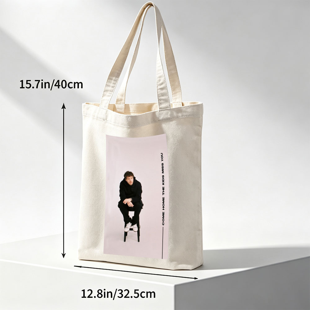 The Kids Come Home Miss You Album Cover Featuring Artist in Black Outfit Sitting on Stool - Canvas tote bags