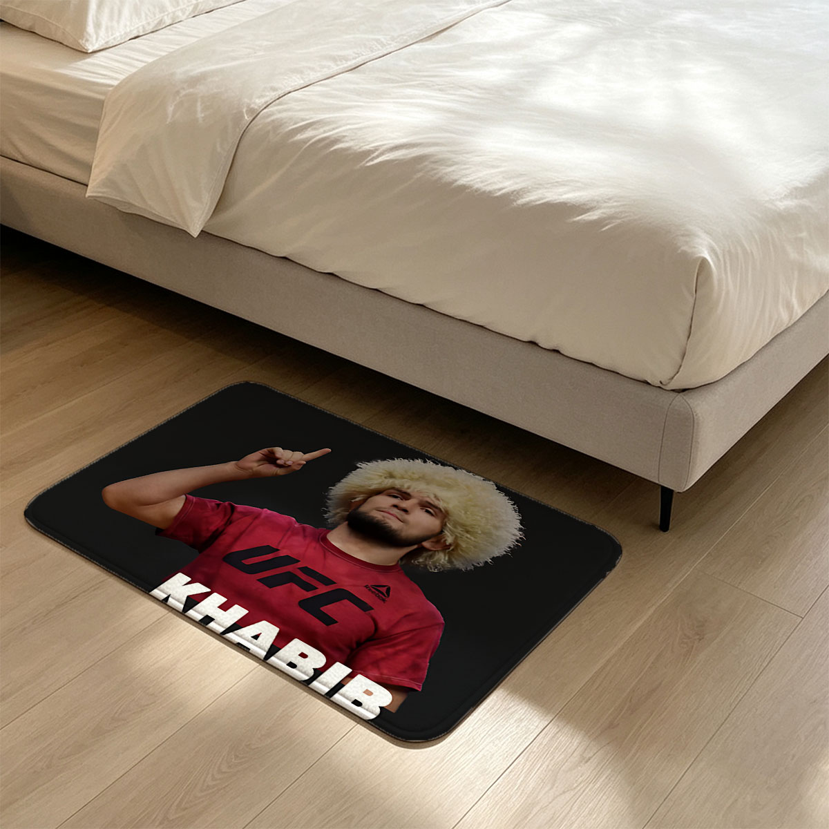 Khabib Nurmagomedov in UFC Gear with Traditional Hat - Flannel floor mat
