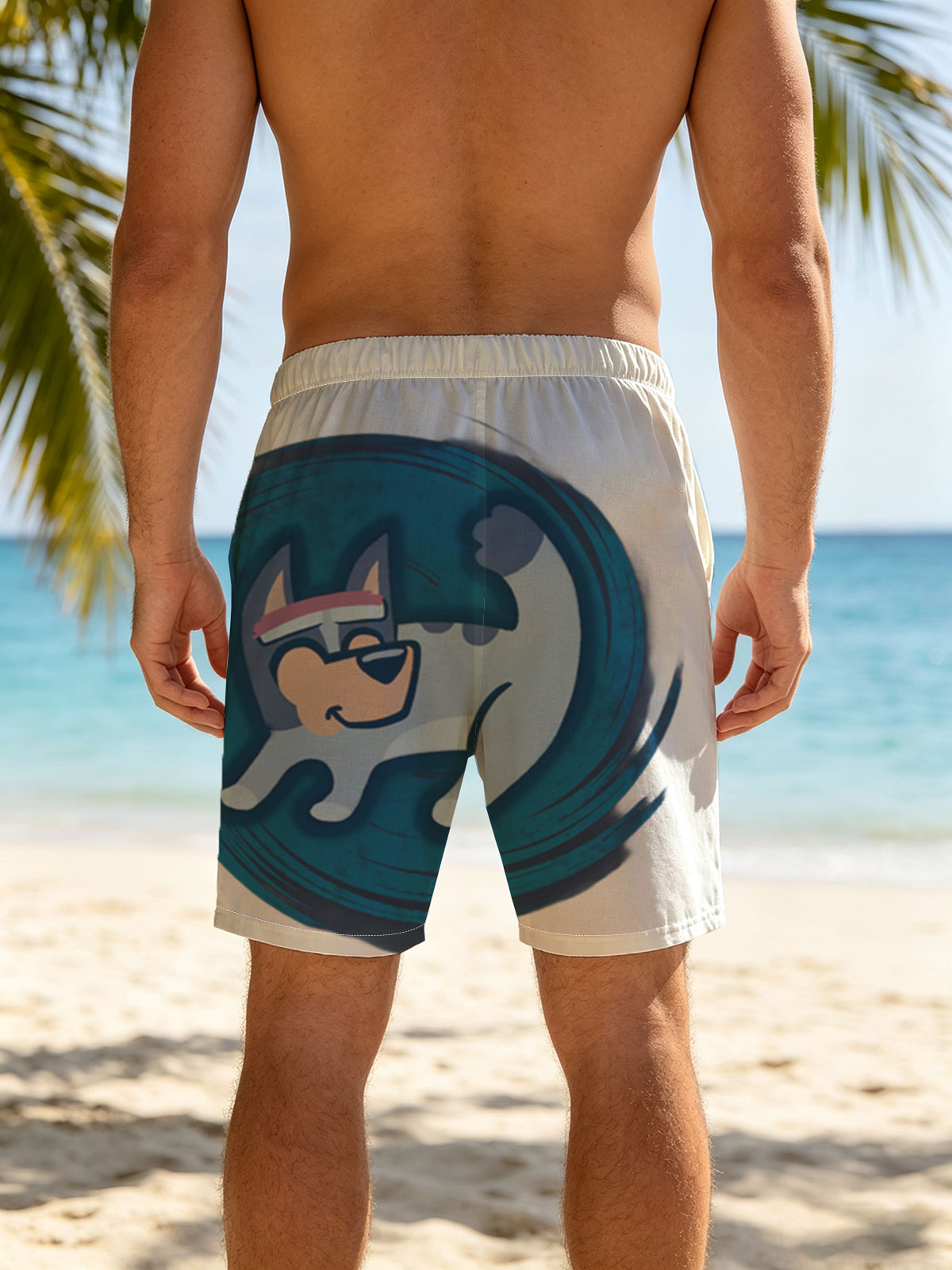 Bluey in a Swirling Blue Circle -  Beach shorts