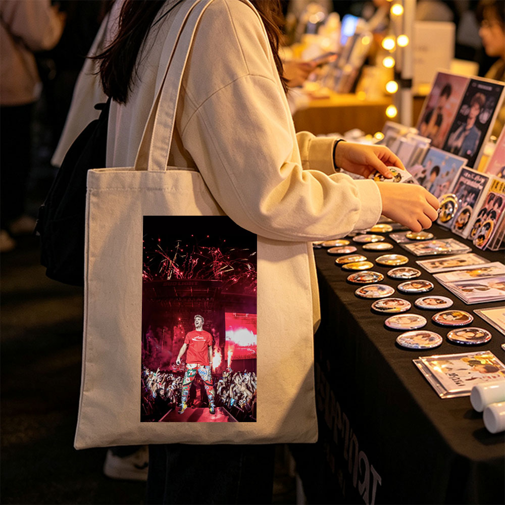 Machine Gun Kelly Live Performance on Stage with Fireworks and Crowd at Concert - Canvas tote bags