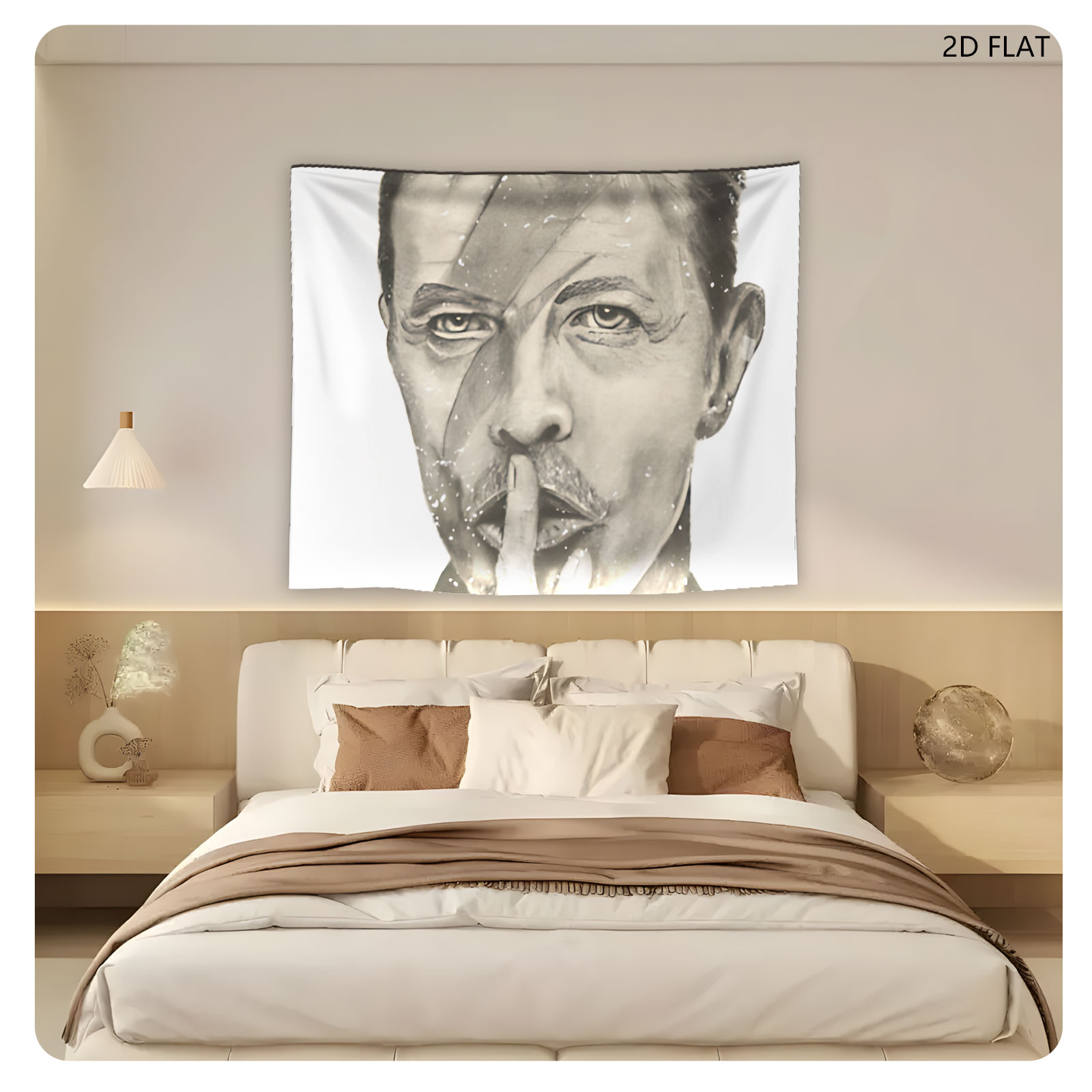 David Bowie: Ziggy Stardust Portrait with Shh Gesture - Tapestry