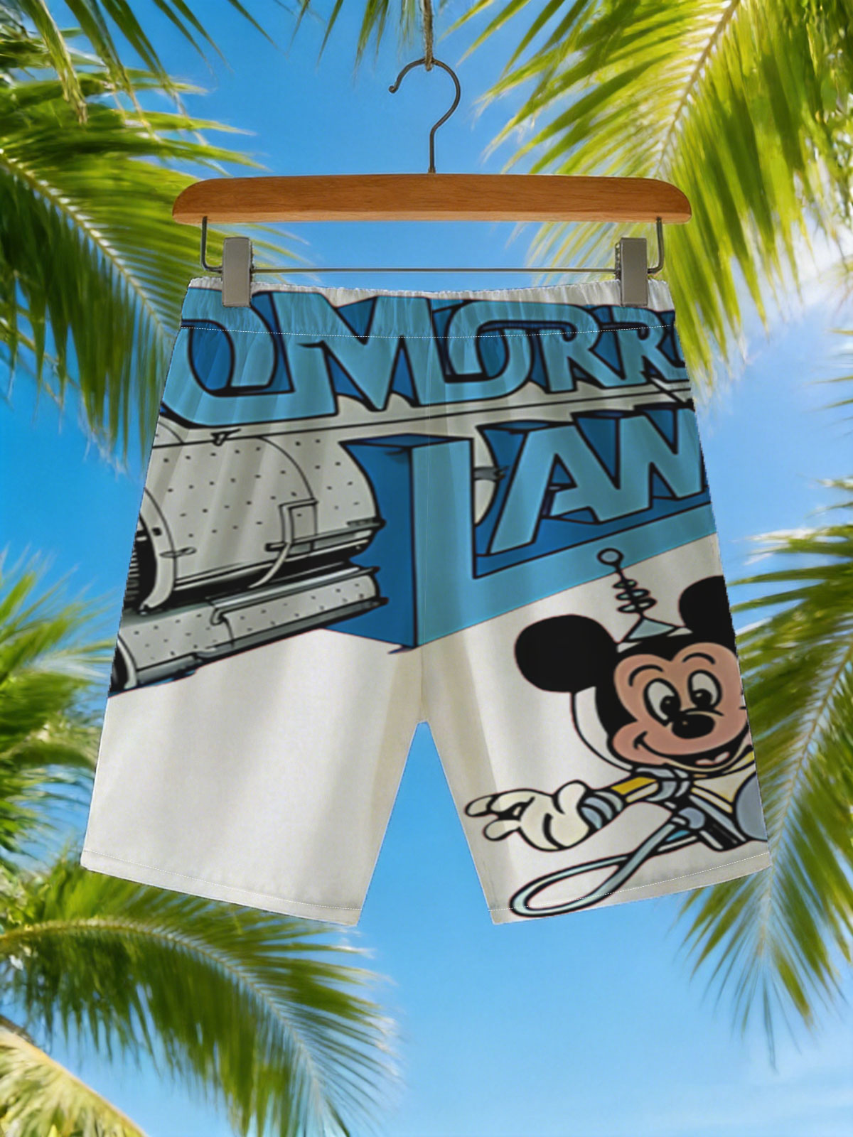 Mickey Mouse in Tomorrowland with Rocket Ship -  Beach shorts