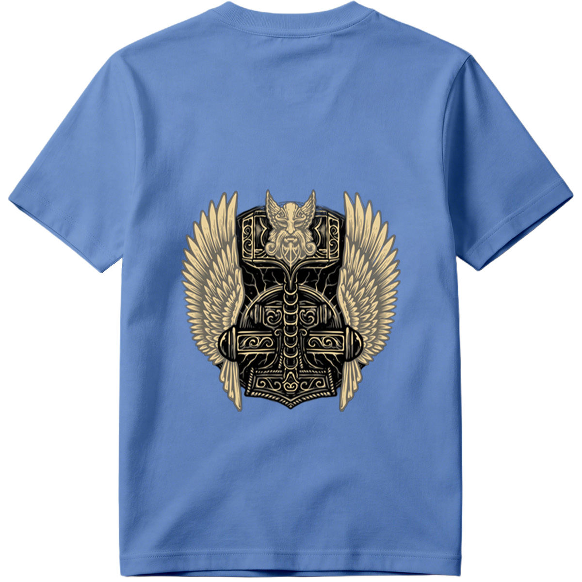 Thor's Hammer with Winged Viking Warrior Design - Tee