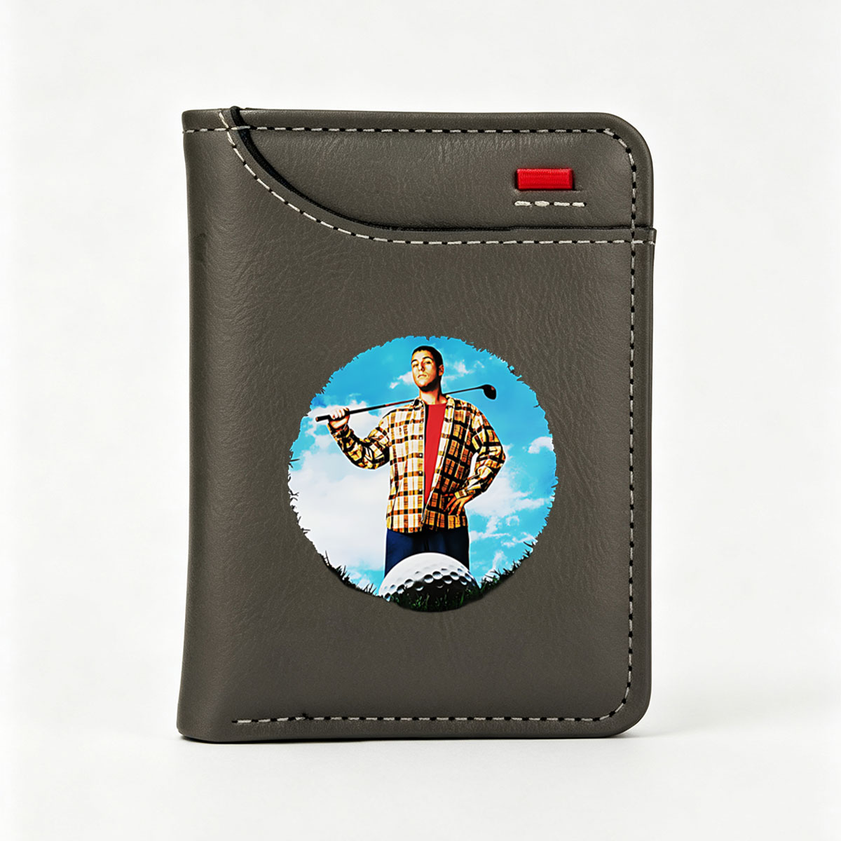 Golfer in Plaid Shirt with Golf Club and Ball - Vertical Style Wallet