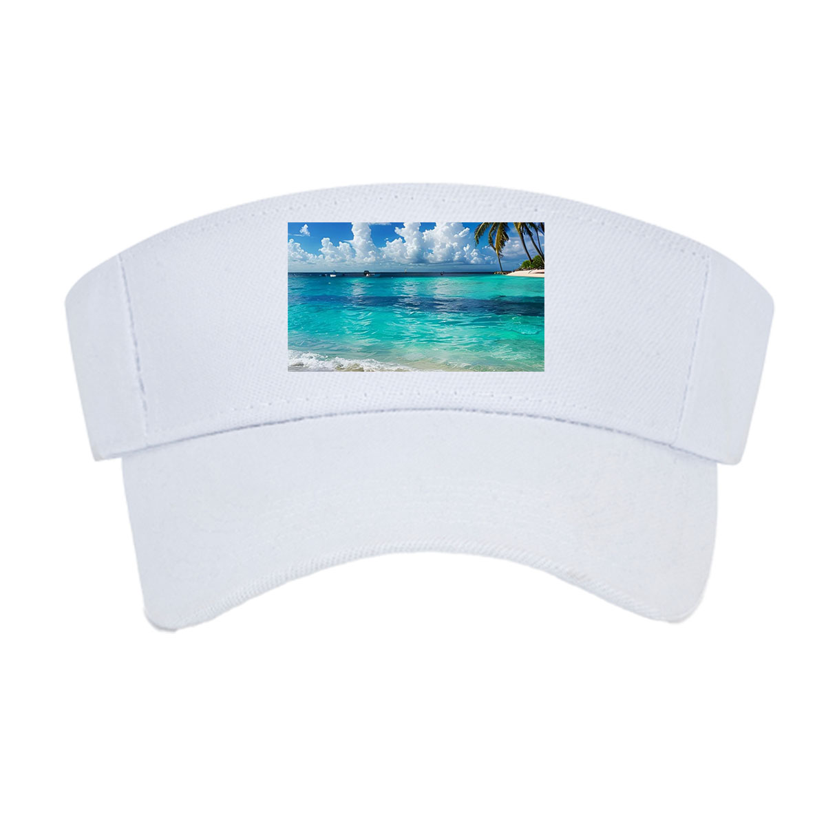 Crystal Clear Waters and Palm Trees Under a Blue Sky -  Visor cap