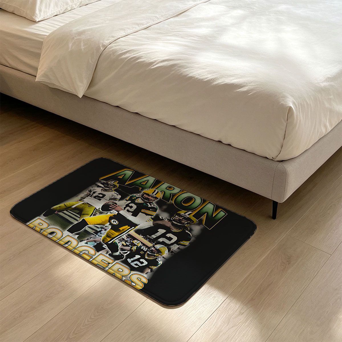 Aaron Rodgers Green Bay Packers NFL Quarterback Action Montage - Flannel floor mat