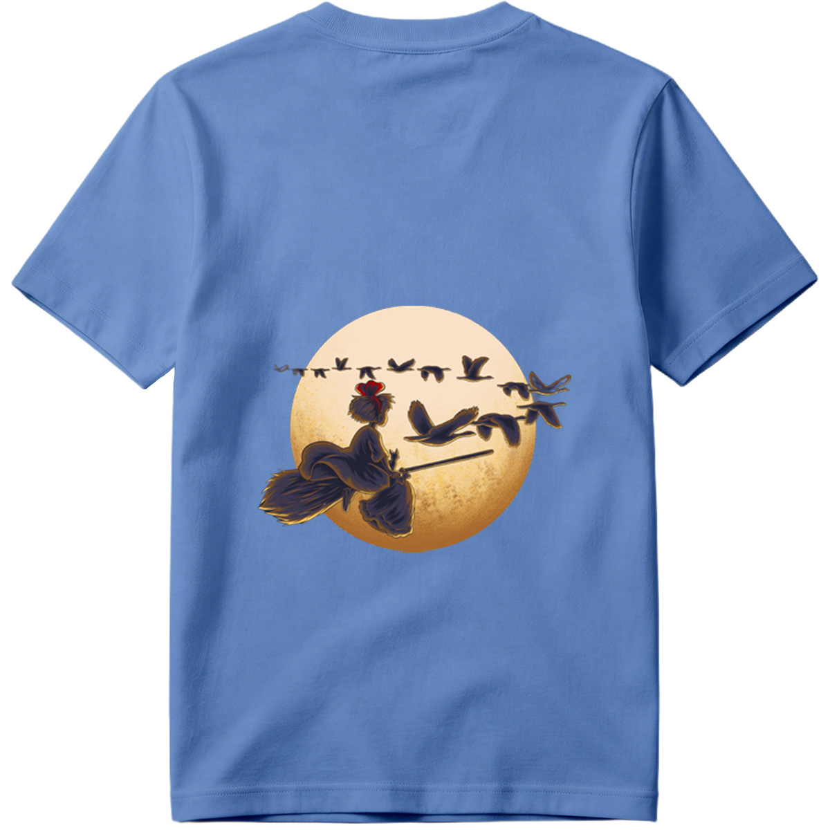 Mulan Flying on a Broomstick with Geese Against the Moon - Tee