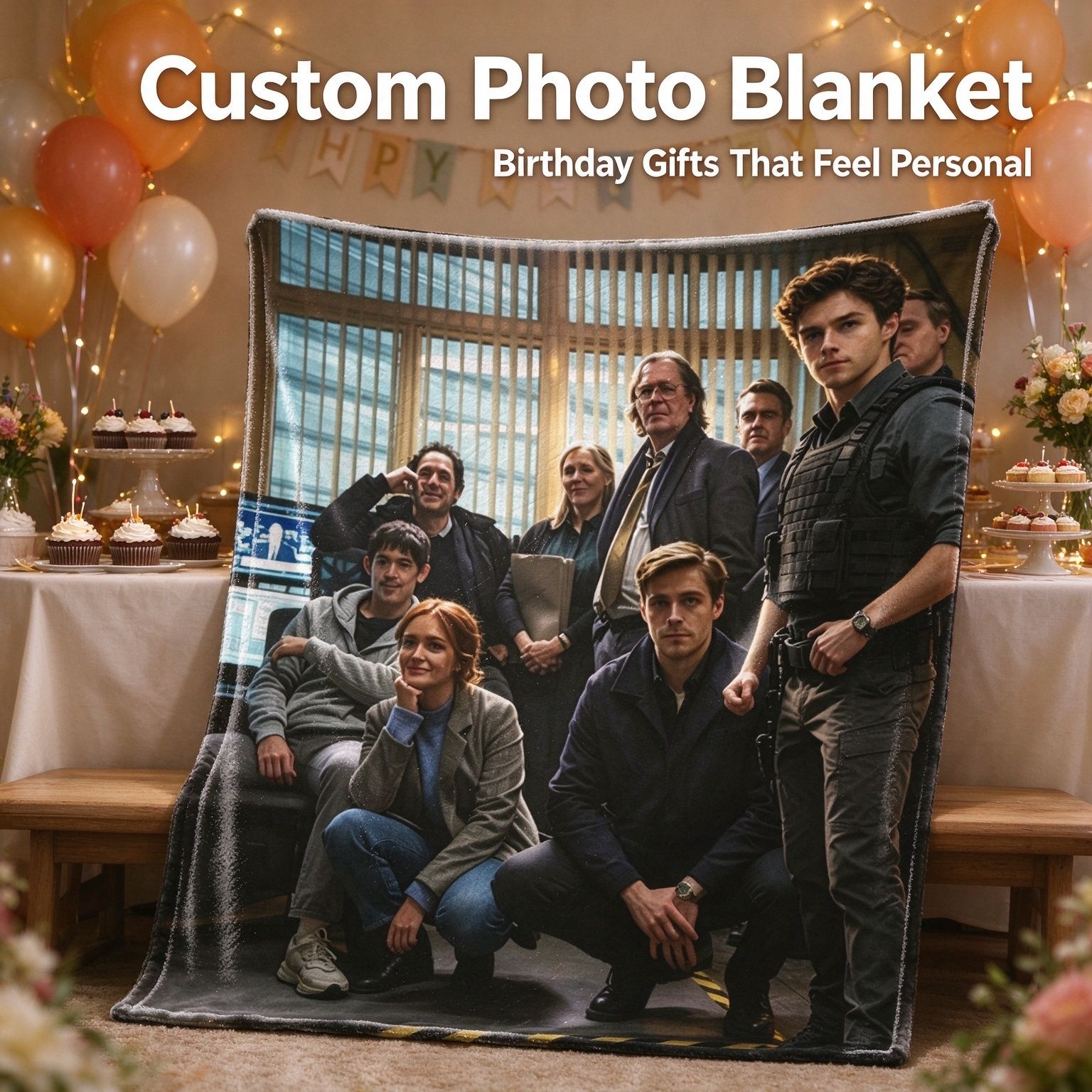 Custom Photo Flannel Throw Blanket Personalized Headshot Portrait Keepsake Cozy Velvet Soft Anti Pilling Fleece Wrap