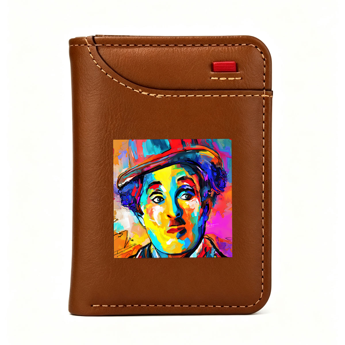 Colorful Portrait of a Man in a Hat - Vertical Style Wallet