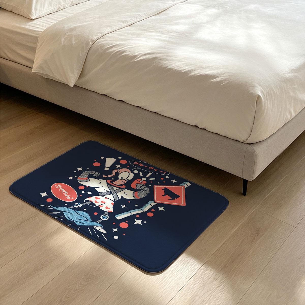 Pepe Le Pew in Space: Groovy Cow Sign with Retro Style - Flannel floor mat
