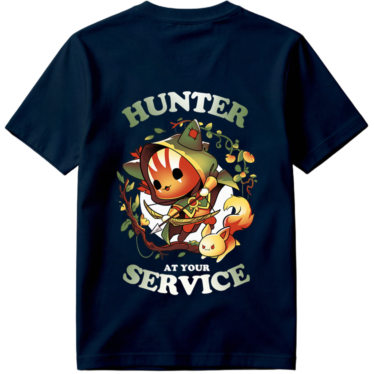 Hunter at Your Service - Chibi Archer and Fox Companion - Tee
