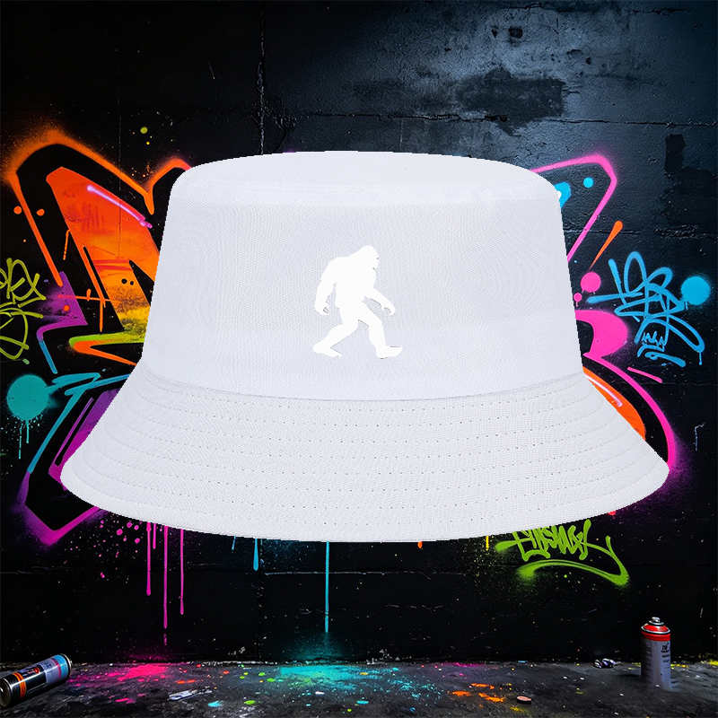 Unisex Bucket Hat with Bigfoot Silhouette Print - Classic Adjustable Fisherman Hat for Outdoor Adventures, Hiking, Camping, and Casual Wear - Perfect for Nature Enthusiasts and Cryptozoology Fans