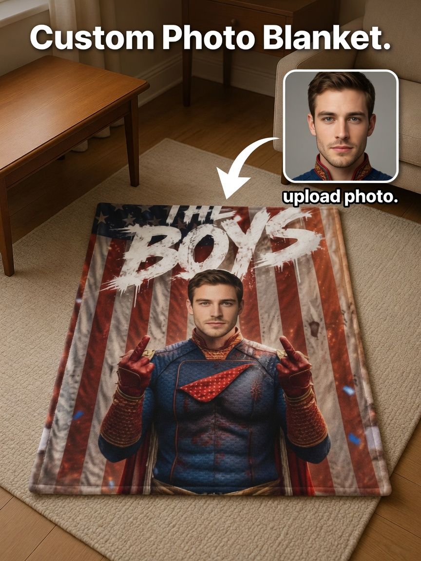 Custom Photo Flannel Blanket Personalized Face Avatar Superhero Throw Skin-Friendly Soft Fleece Blanket for Sofa Bed