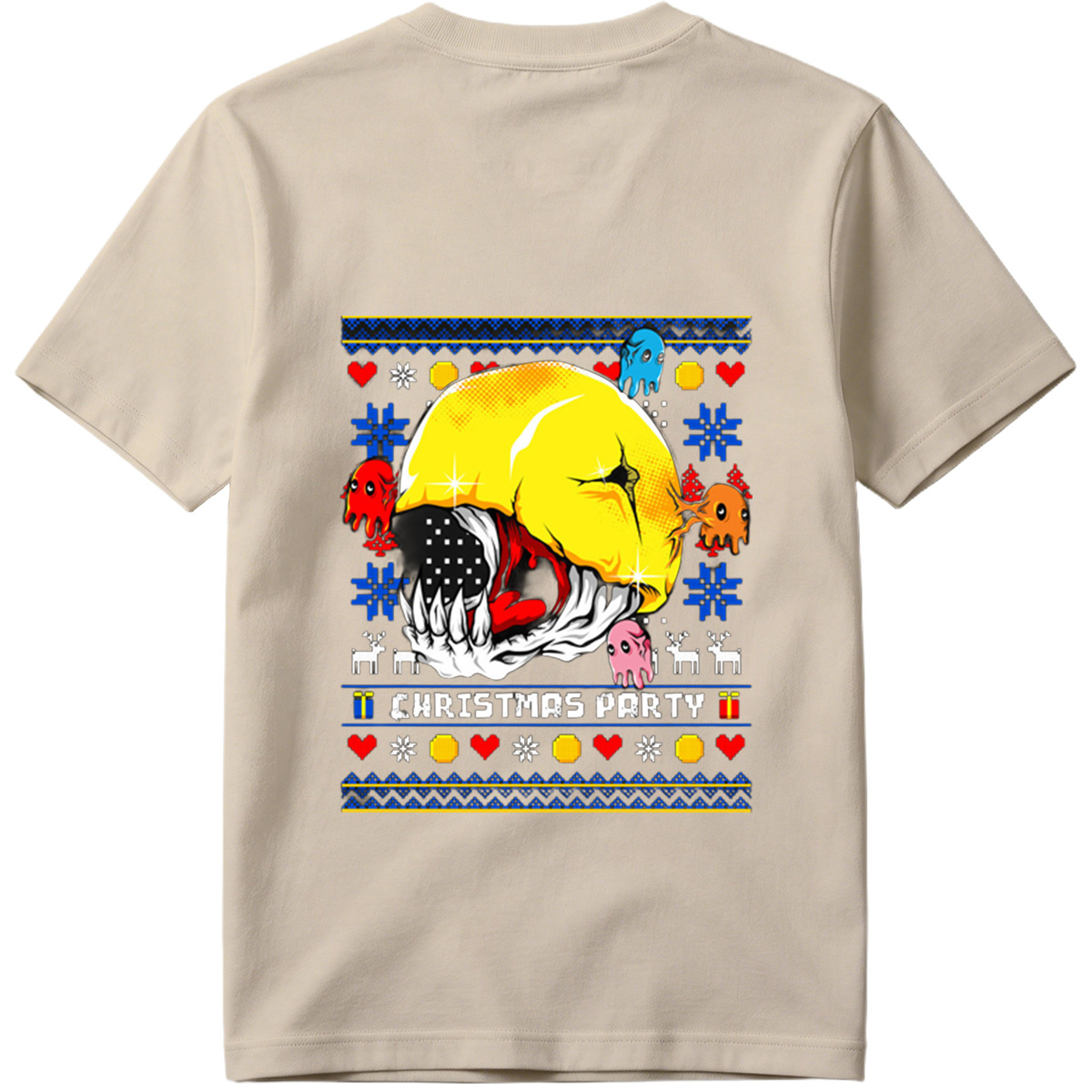 Pac-Man Christmas Party with Ghosts - Tee