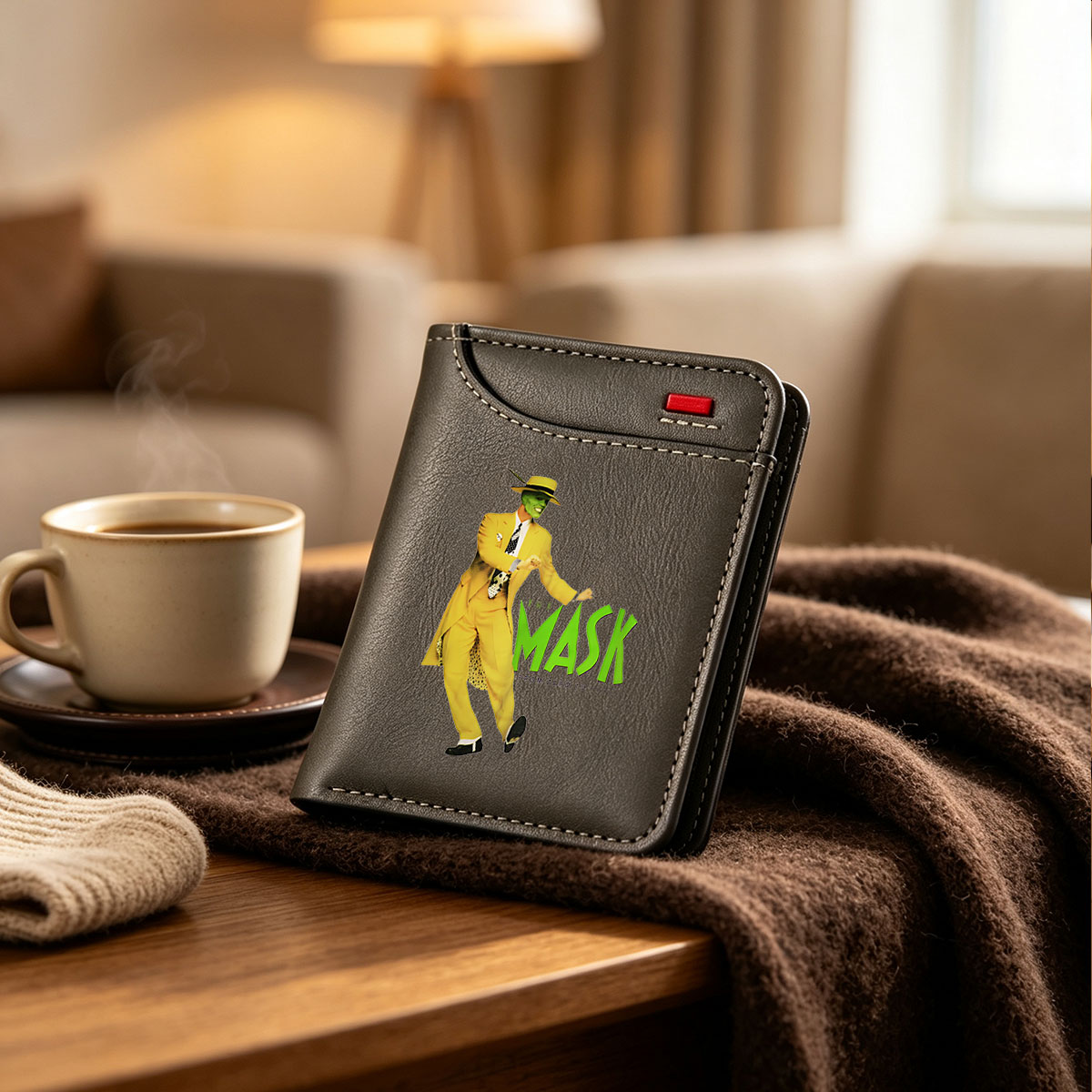 The Mask: Jim Carrey as Stanley Ipkiss, Green-Faced Hero in Yellow Suit and Hat - Vertical Style Wallet