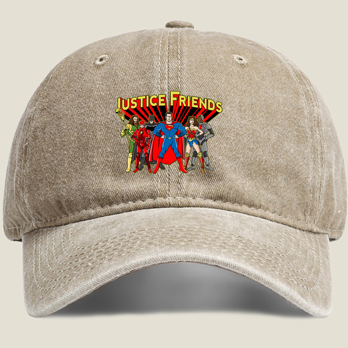 Justice League: Superman, Batman, Wonder Woman, The Flash, Aquaman, Cyborg - Washed Denim - Baseball Cap