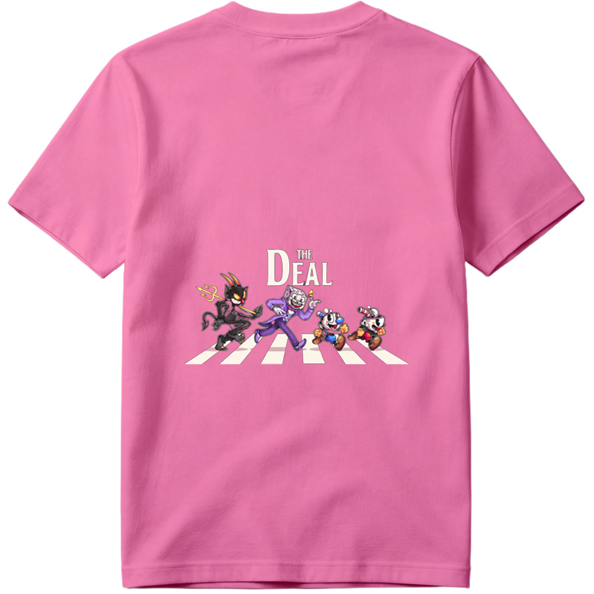 Cuphead, The Devil, and Mugman Crossing the Street – 
