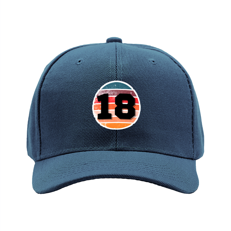 1pc New Baseball Cap with Number 18 Retro Stripe Print Unisex Adjustable Hat for Outdoor Activities and Casual Wear Adults Fashion Accessory
