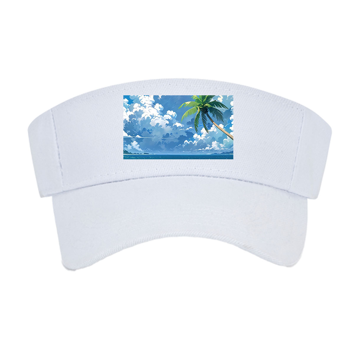 Tropical Beach with Palm Trees and Blue Sky -  Visor cap