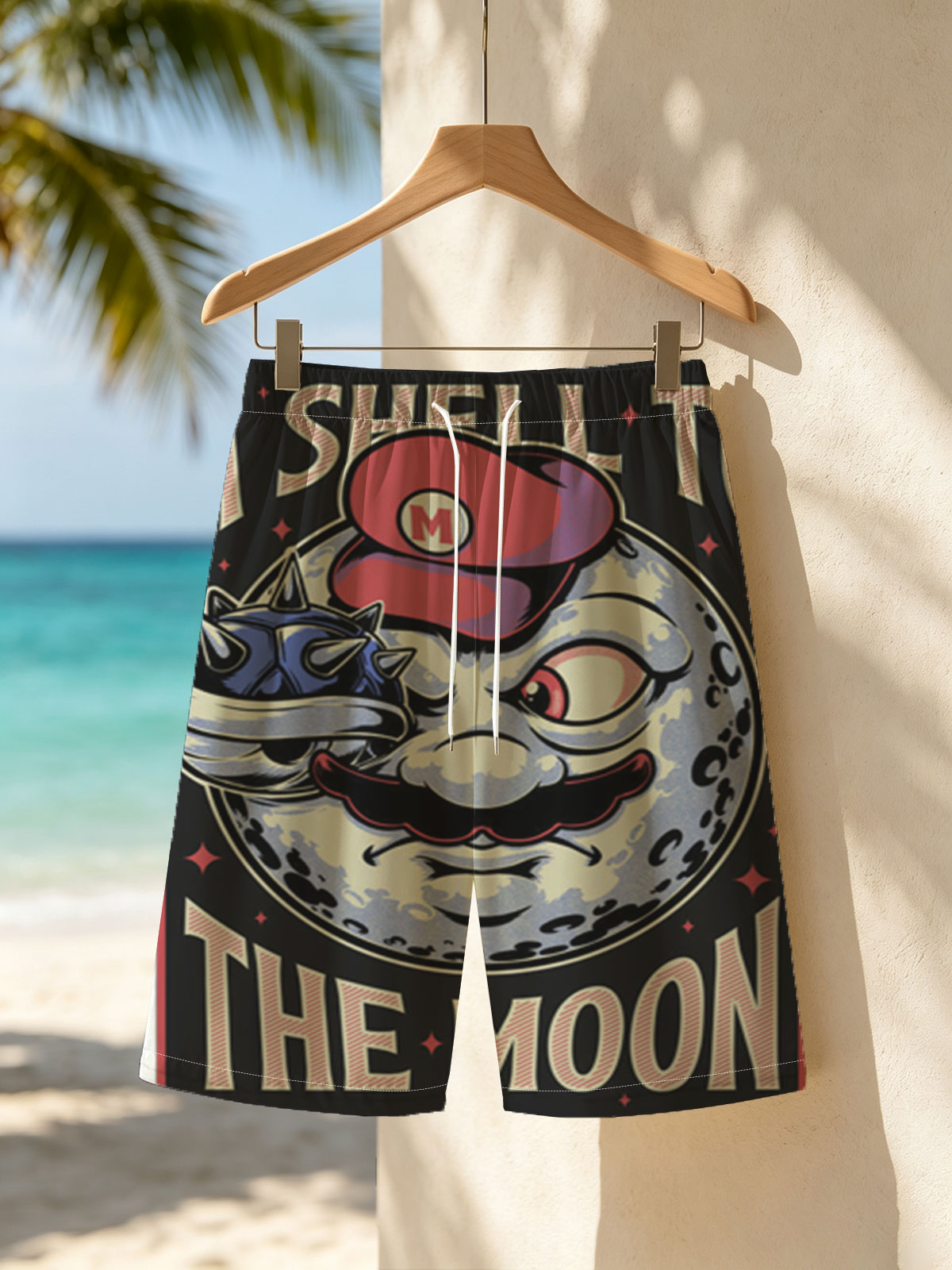 Mario Meets the Moon: A Shell to the Moon -  Beach shorts