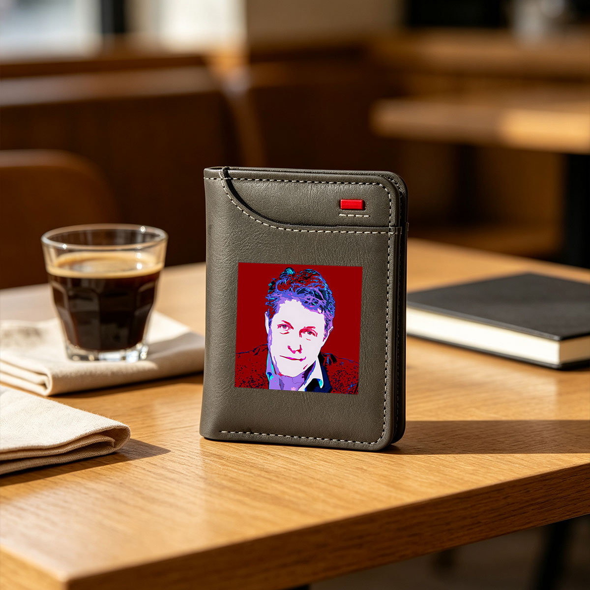 Pop Art Portrait of a Man with Vibrant Colors and Bold Strokes - Vertical Style Wallet
