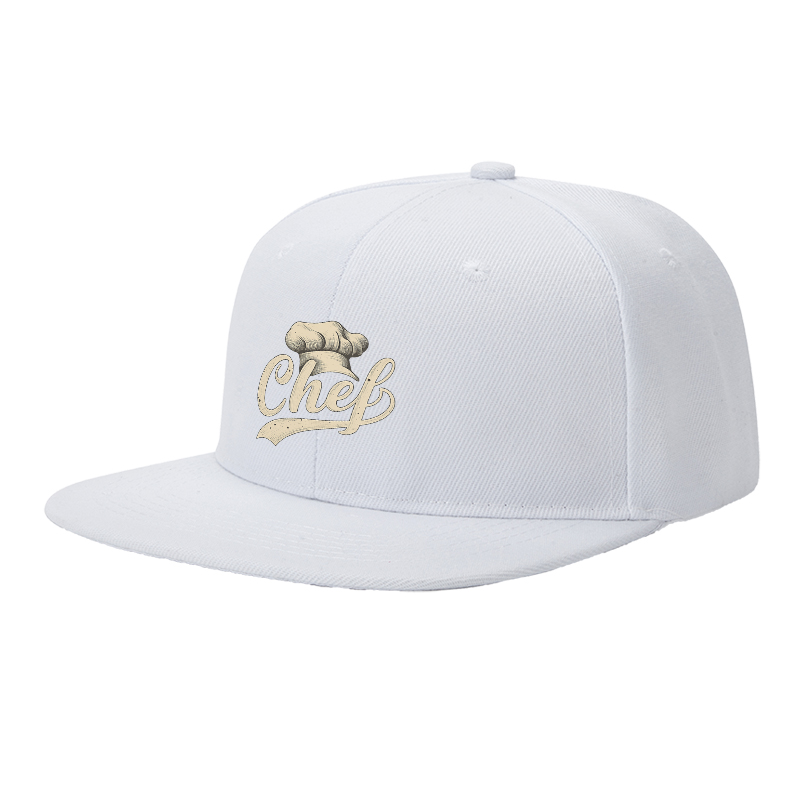 Flat Brim Baseball Cap Chef Hat Logo Print Streetwear Underground Skate Style for Basketball Court Skate Park Urban Lifestyle by Skaters Rappers Streetwear Enthusiasts