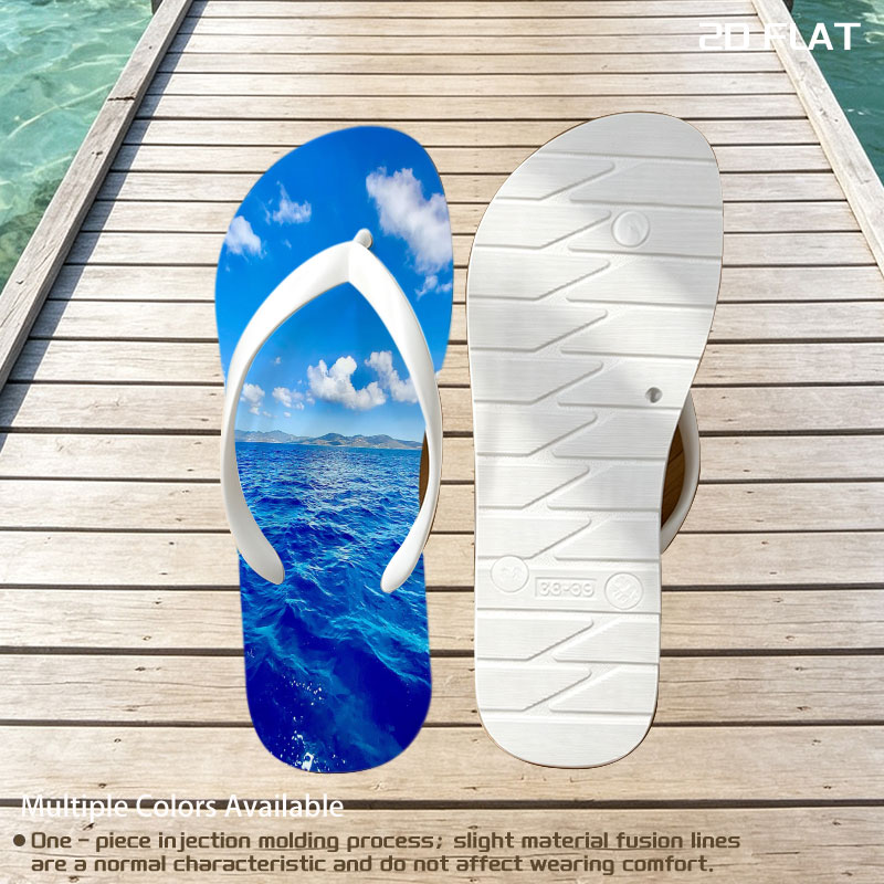 Azure Sea Under Blue Sky with White Clouds -  flip-flops