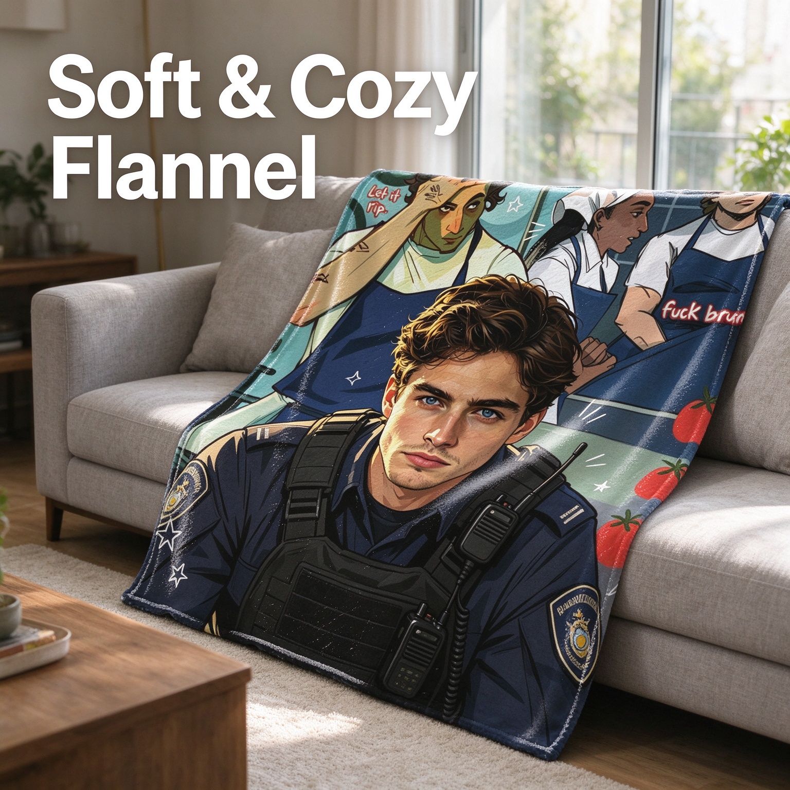 Custom Photo Face Flannel Blanket Personalized Comic Character Art Throw Skin Friendly Warm Plush Cover Ideal Gift
