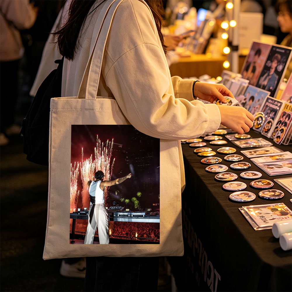 Martin Garrix Live Performance with Fireworks and Crowd at Nighttime Concert - Canvas tote bags