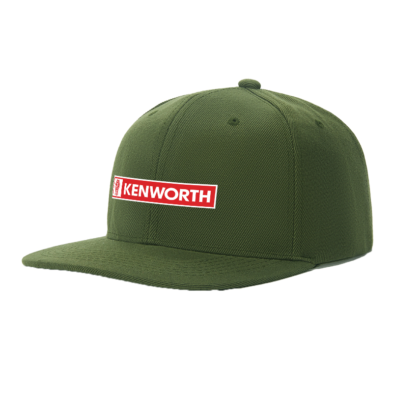Flat Brim Baseball Cap Kenworth Logo Print Streetwear Underground Skate Style for Basketball Court Urban Skate Park Hip Hop Riders and Streetwear Enthusiasts