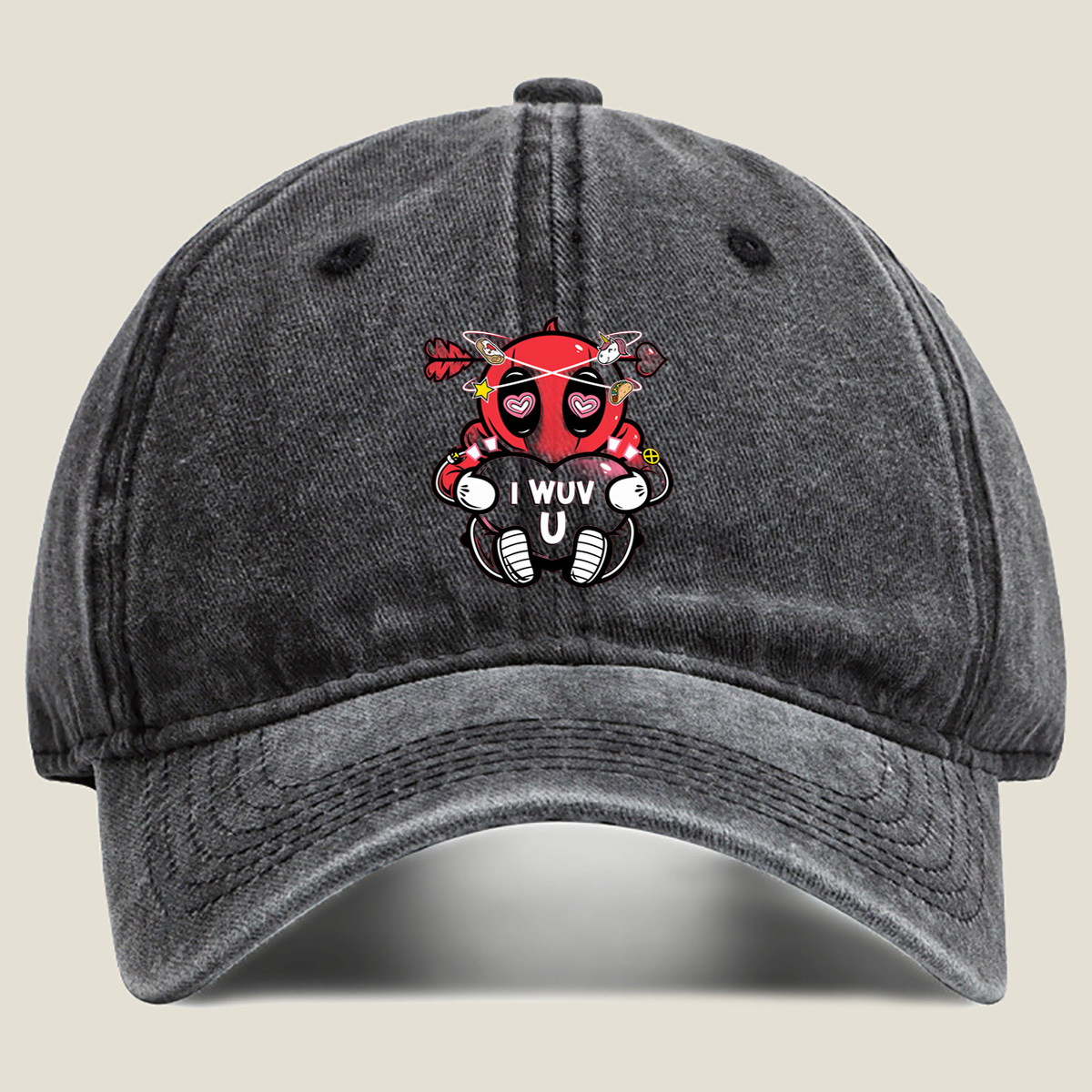 Deadpool I Wuv U - Washed Denim - Baseball Cap
