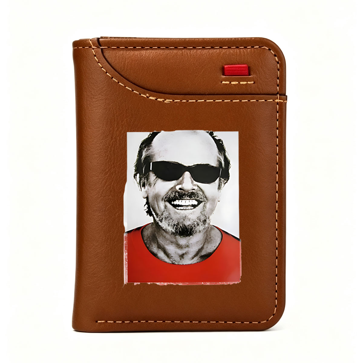 Man in Red Shirt and Sunglasses Smiling - Vertical Style Wallet