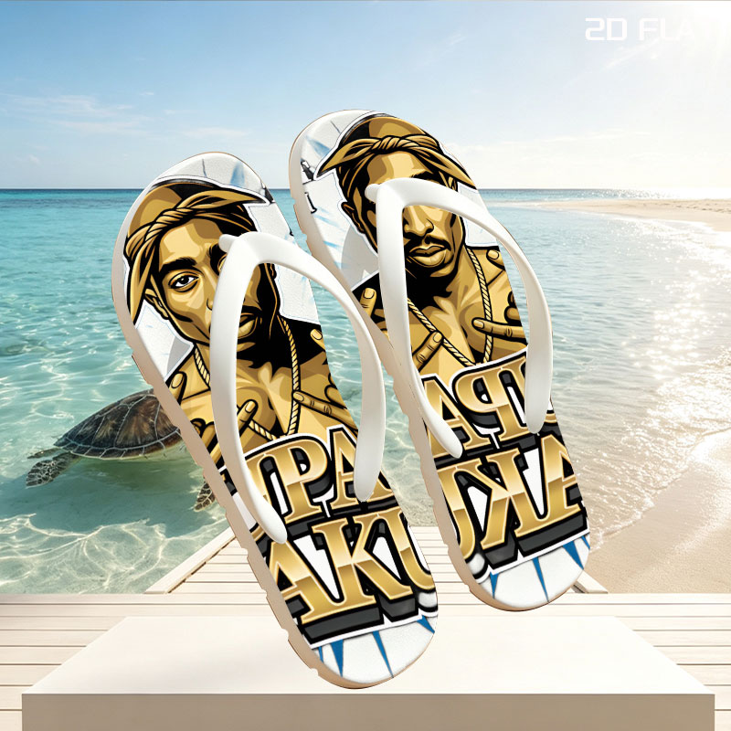 Tupac Shakur Thug Life Portrait -  flip-flops