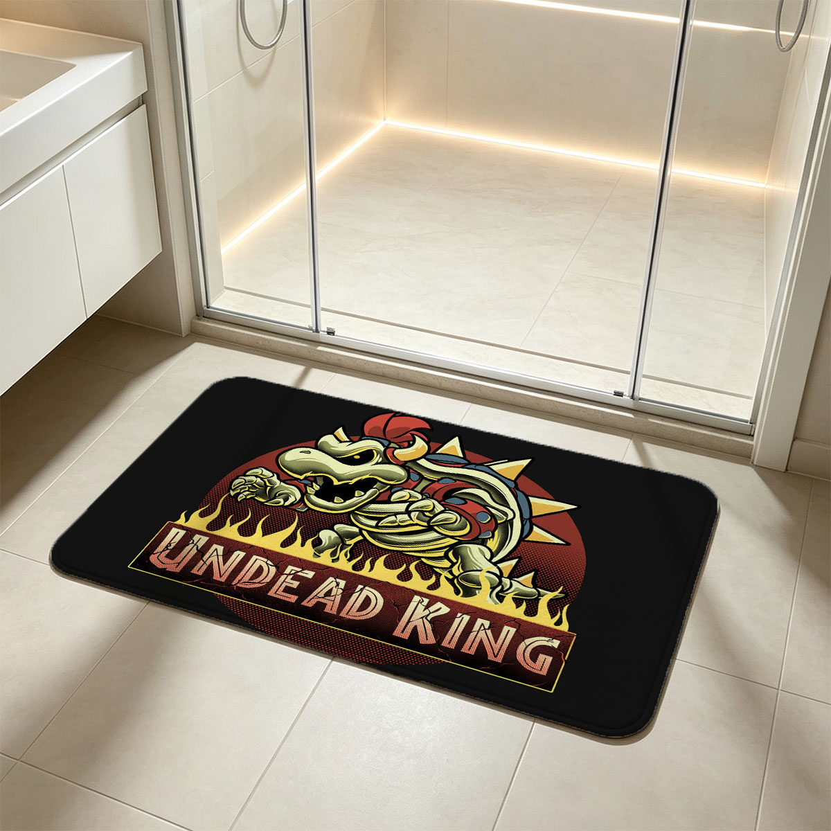 Undead King: Bowser's Skeletal Reign - Flannel floor mat