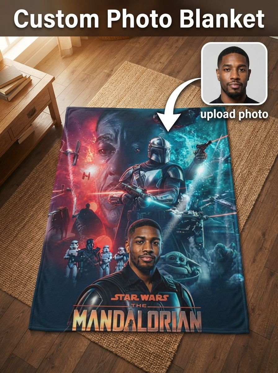 Custom Photo Face Flannel Blanket Personalized Sci-Fi Galaxy Hero Soft Warm Fleece Throw Ideal Cozy Gift for Bed Sofa