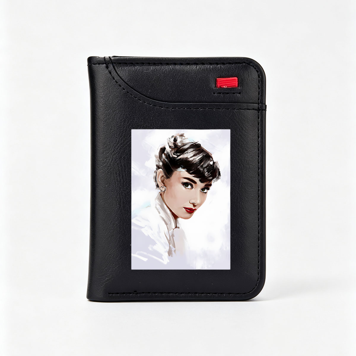 Audrey Hepburn in Classic White Portrait - Vertical Style Wallet