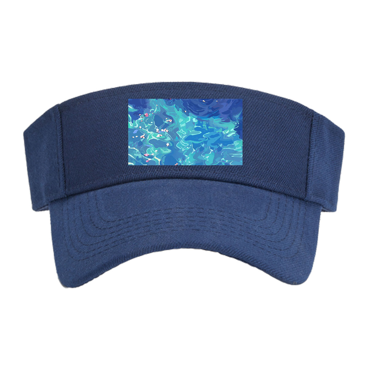 Ducks floating on a vibrant blue pond with scattered petals -  Visor cap