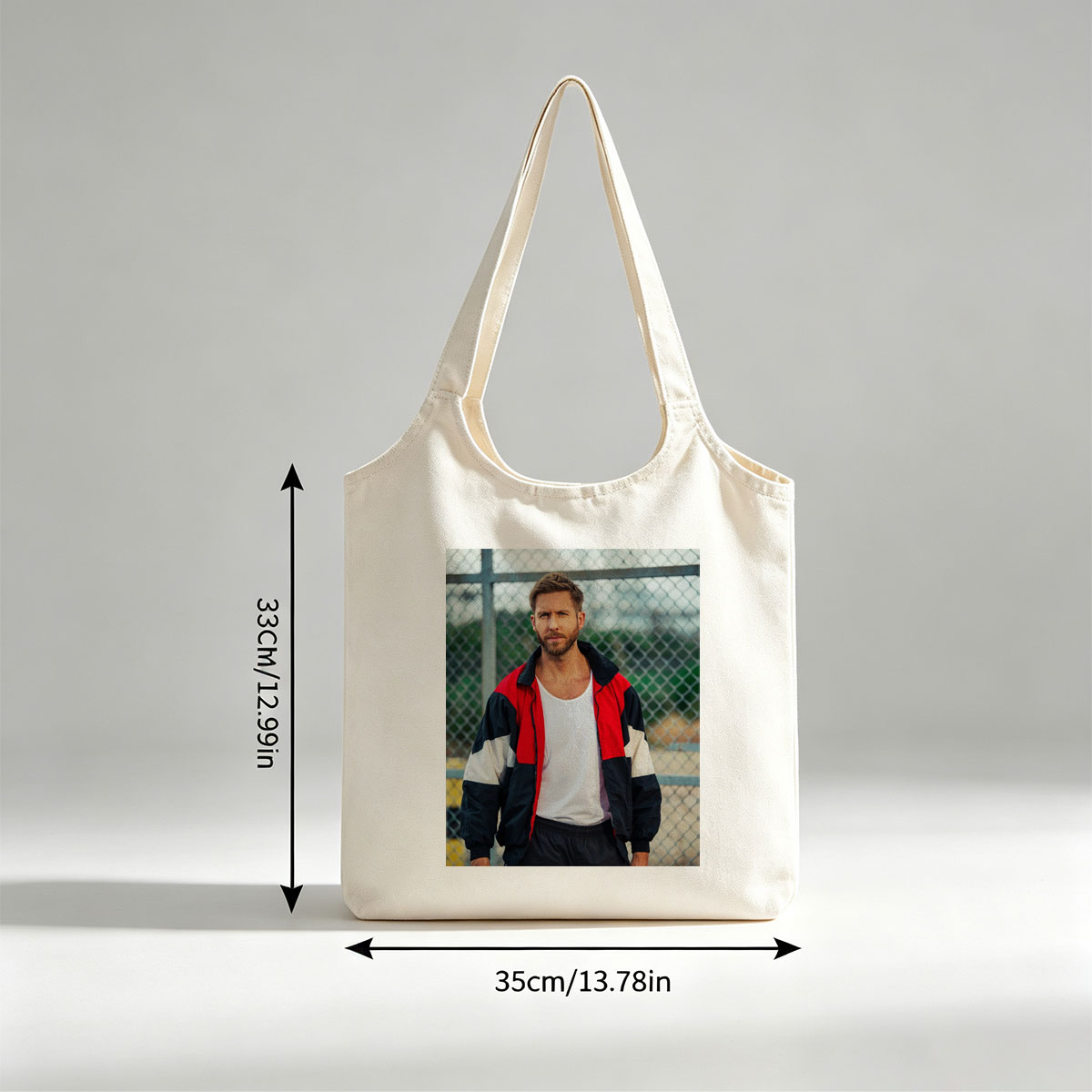 Ryan Gosling in Urban Outfit Standing by Chain-Link Fence - Canvas shoulder bags/