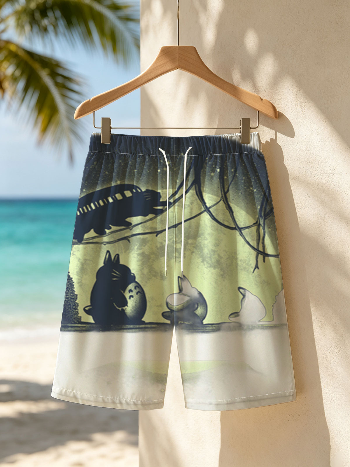 Totoro and Friends Under the Moonlight -  Beach shorts