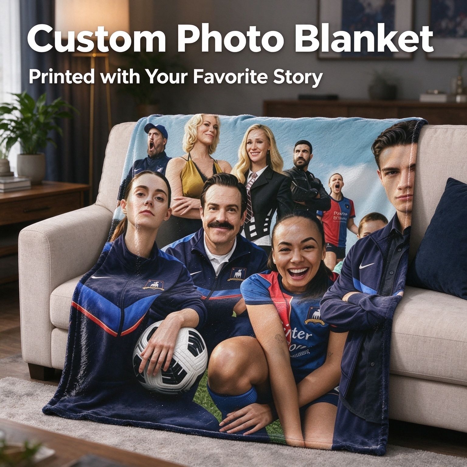 Personalized Face Portrait Custom Photo Blanket Ultra Soft Flannel Throw Lightweight Cozy Keepsake Gift for Sofa Couch