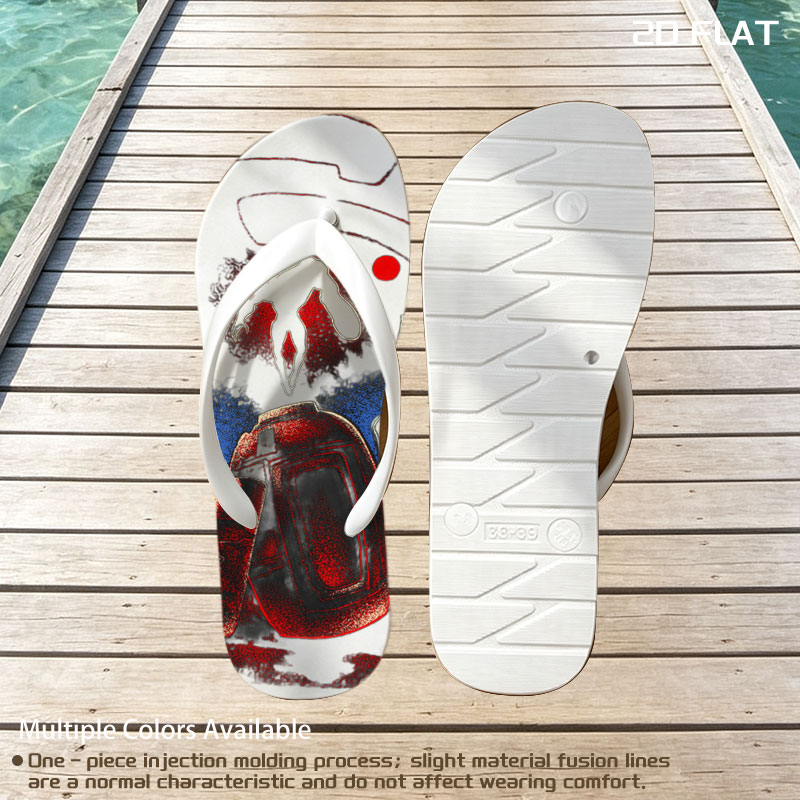 Red Planet Encounter: Alien Silhouette and Cosmic Artifacts -  flip-flops