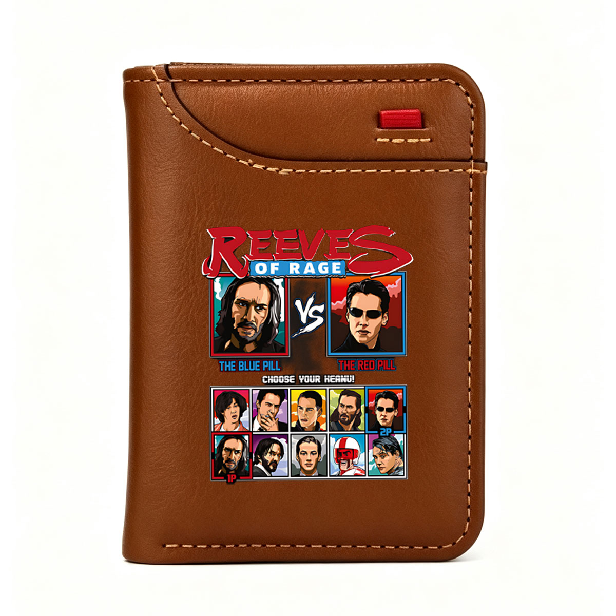 Reeves of Rage: Keanu Reeves Characters vs. The Blue Pill vs. The Red Pill - Choose Your Keanu! - Vertical Style Wallet