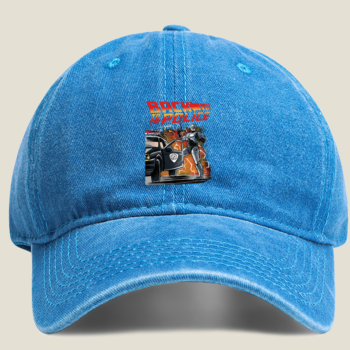 Back to the Police: RoboCop and Detroit Police Car - Washed Denim - Baseball Cap