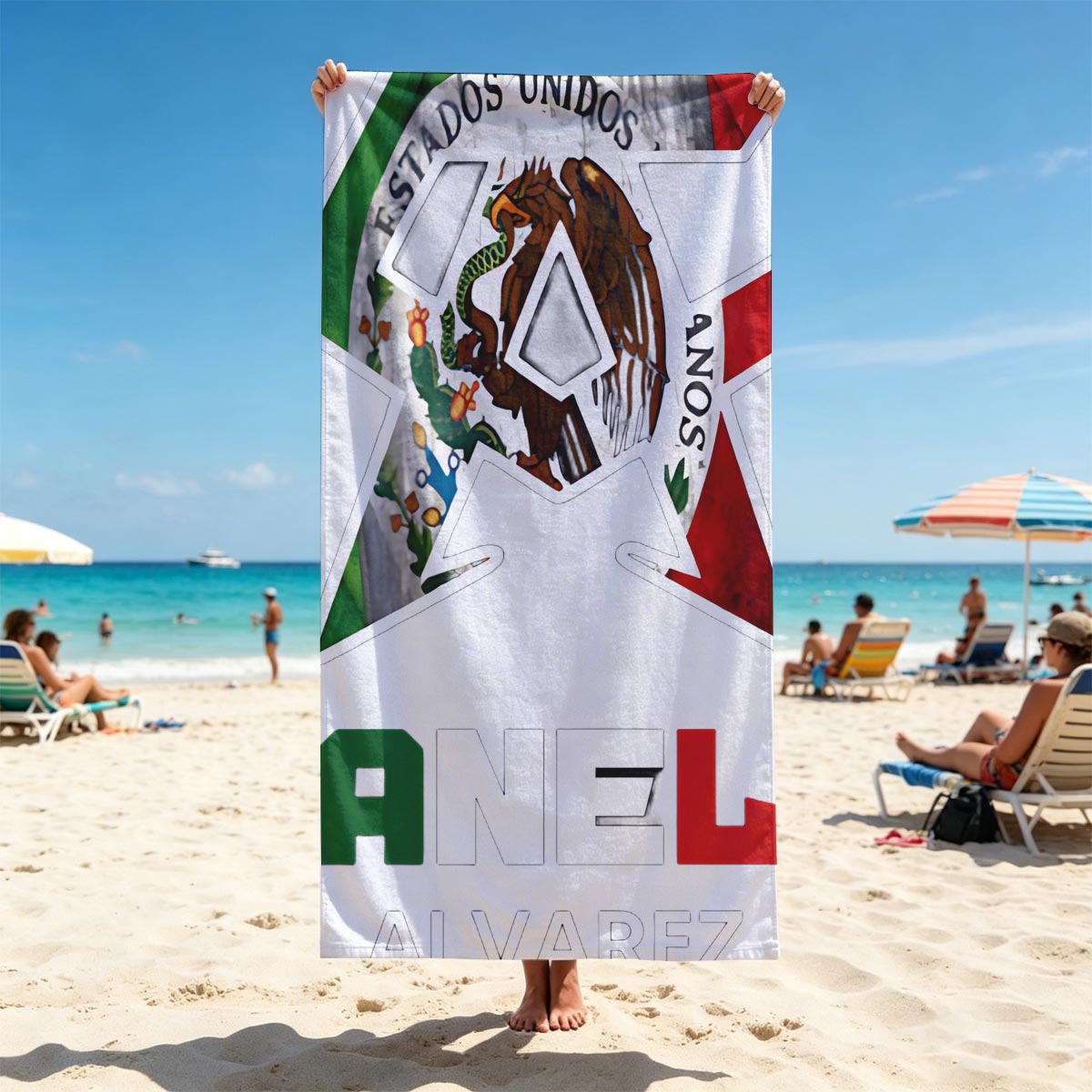 Canelo Alvarez: Mexican Boxing Legend with National Pride Symbol - Beach towels