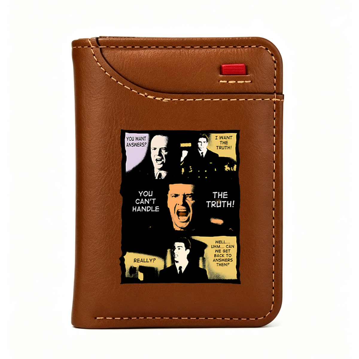 J. Edgar Hoover, Jack Bauer, and a military officer in a dramatic exchange about truth and answers. - Vertical Style Wallet