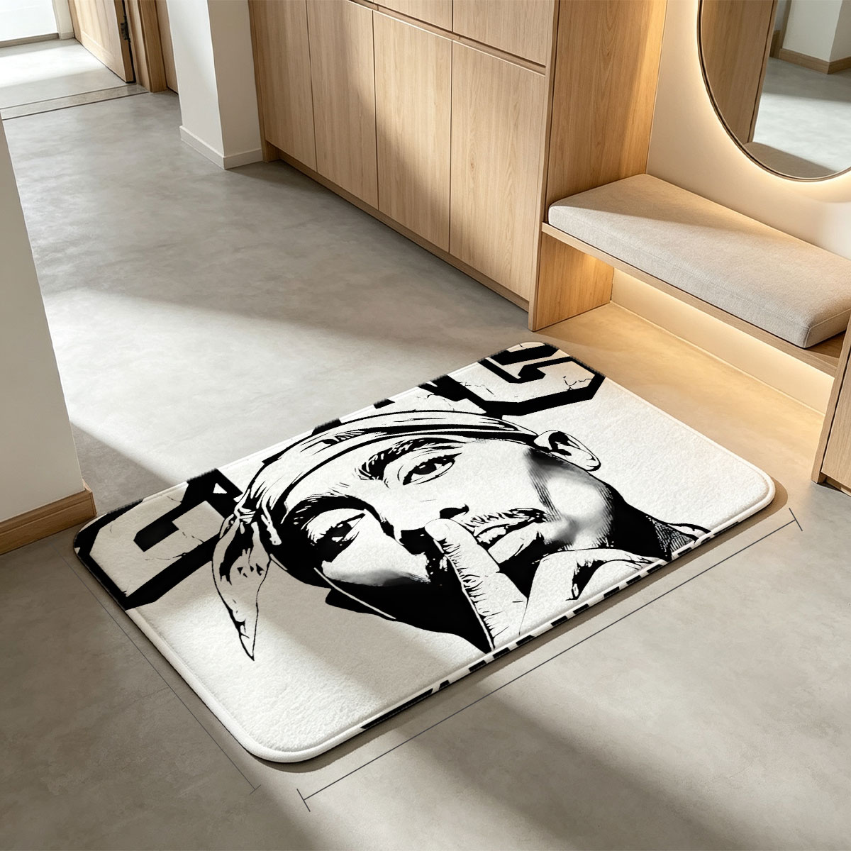 2Pac Thinking: Tupac Shakur Portrait - Flannel floor mat