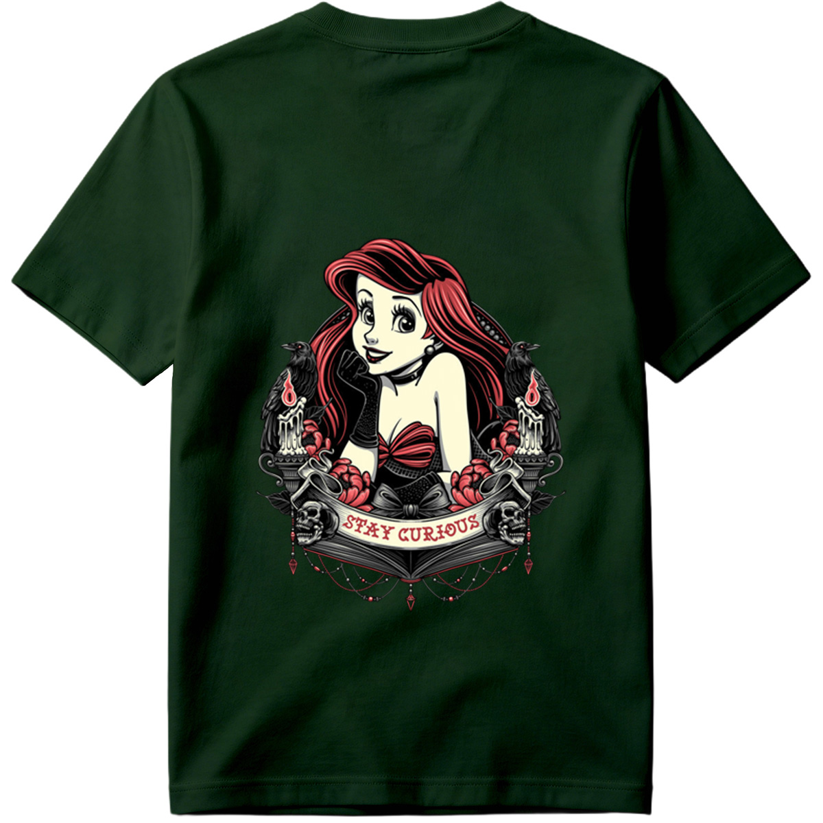 Ariel Stay Curious Gothic Design - Tee