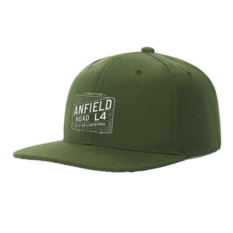 Flat Brim Baseball Cap Anfield Road L4 City of Liverpool Print Streetwear Underground Skate Style Basketball Court Skate Park Urban Streetwear for Skaters Rappers Streetwear Enthusiasts