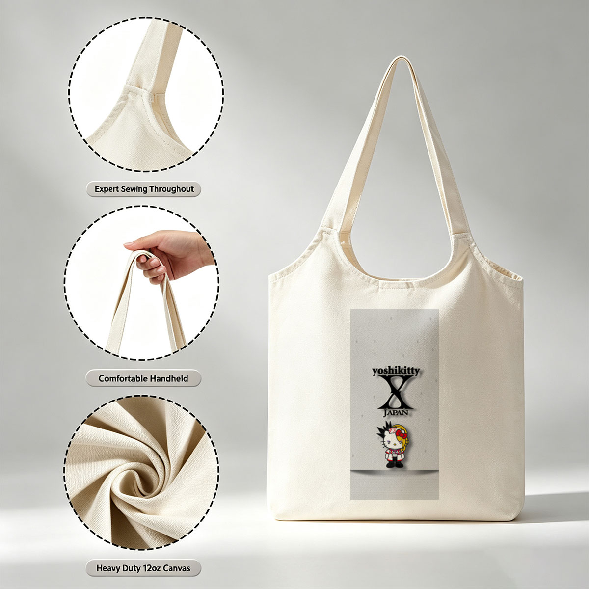 Yoshikitty X Japan Character Design with Hello Kitty Fusion Art - Canvas shoulder bags/